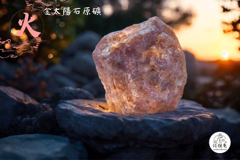 WBC0281，(火屬性水晶) 金太陽石原礦，購買另贈送展示木盒