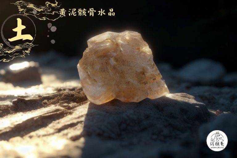 WBC0180，(土屬性水晶) 黃泥骸骨水晶，購買另贈送展示木盒