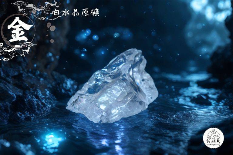 WBC0158，(金屬性水晶) 白水晶原礦，購買另贈送展示木盒