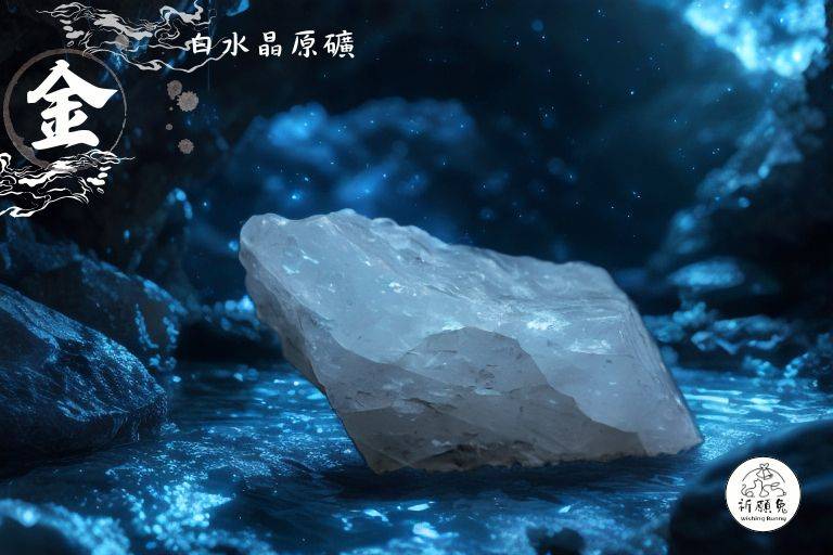 WBC0150，(金屬性水晶) 白水晶原礦，購買另贈送展示木盒
