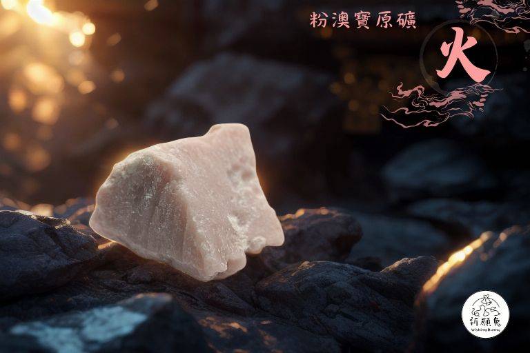 WBC0468，(火屬性水晶) 粉澳寶原礦，購買另贈送展示木盒