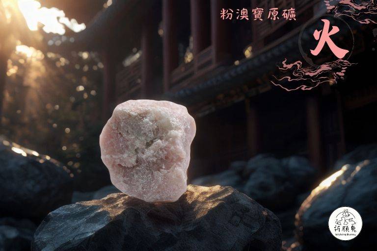 WBC0466，(火屬性水晶) 粉澳寶原礦，購買另贈送展示木盒