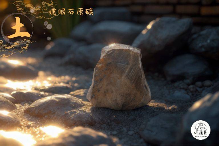 WBC0230，(土屬性水晶) 黃虎眼石原礦，購買另贈送展示木盒