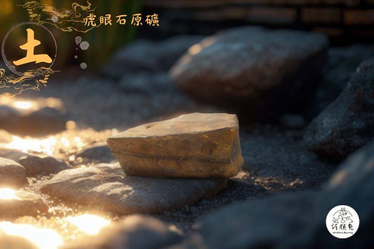 WBC0224，(土屬性水晶) 黃虎眼石原礦，購買另贈送展示木盒