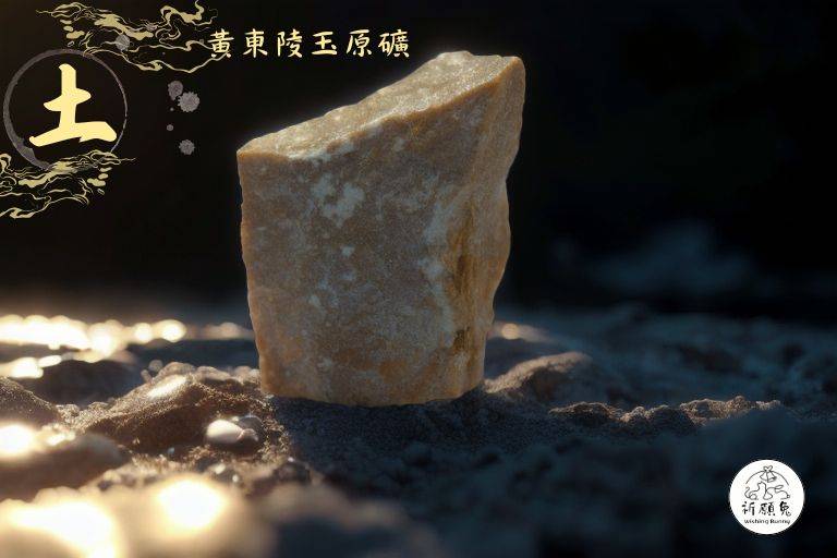 WBC0253，(土屬性水晶) 黃東陵玉原礦，購買另贈送展示木盒