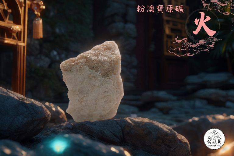 WBC0465，(火屬性水晶) 粉澳寶原礦，購買另贈送展示木盒