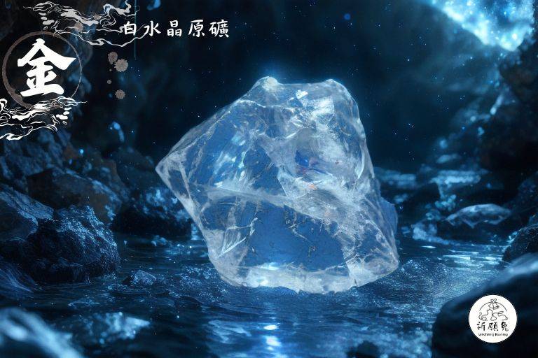 WBC0155，(金屬性水晶) 白水晶原礦，購買另贈送展示木盒