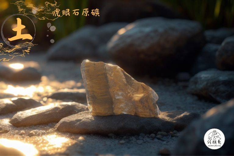 WBC0231，(土屬性水晶) 黃虎眼石原礦，購買另贈送展示木盒