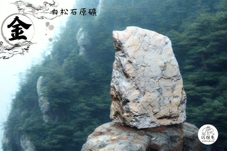 WBC0124，(金屬性水晶) 白松石原礦，購買另贈送展示木盒