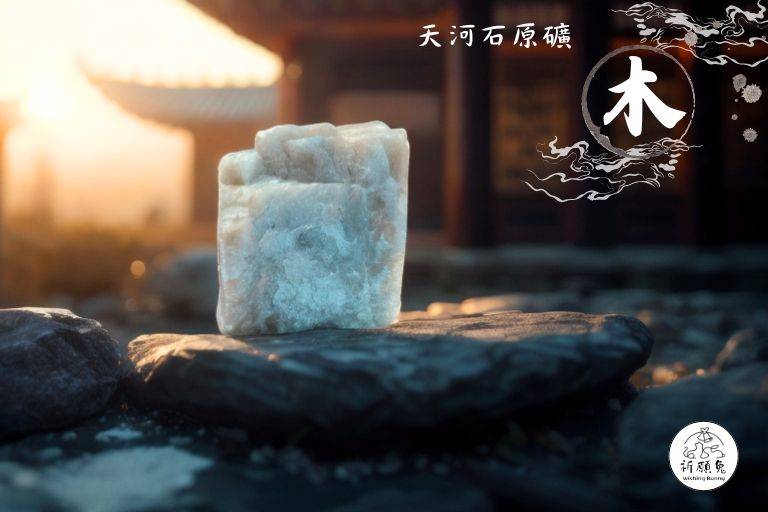 WBC0197，(木屬性水晶) 天河石原礦，購買另贈送展示木盒