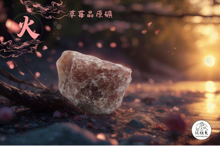 WBC0479，(火屬性水晶) 草莓晶原礦，購買另贈送展示木盒