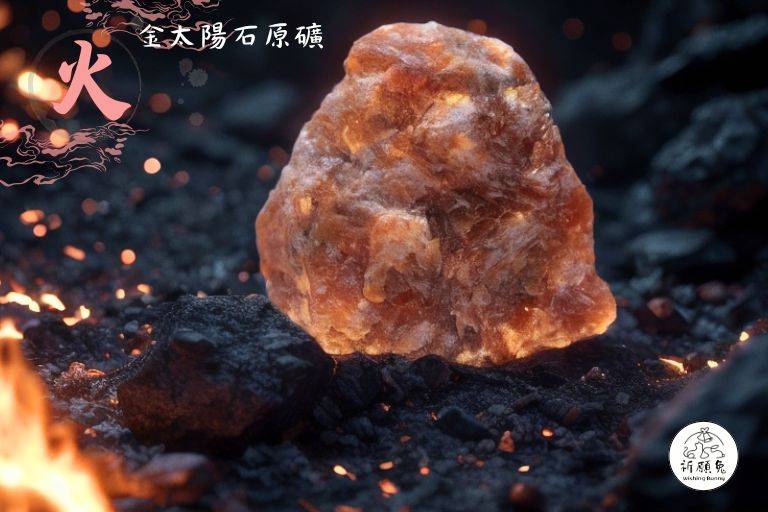 WBC0279，(火屬性水晶) 金太陽石原礦，購買另贈送展示木盒