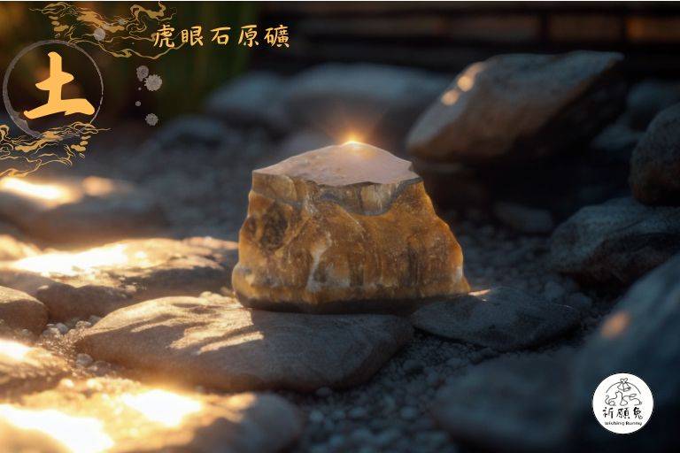 WBC0222，(土屬性水晶) 黃虎眼石原礦，購買另贈送展示木盒