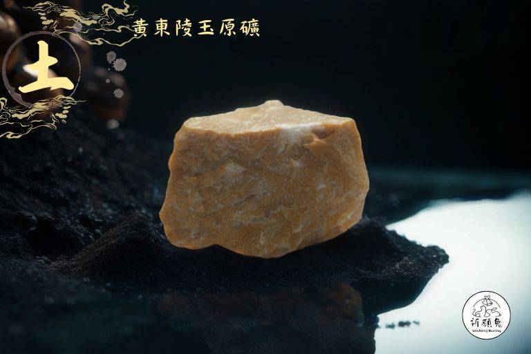 WBC0255，(土屬性水晶) 黃東陵玉原礦，購買另贈送展示木盒