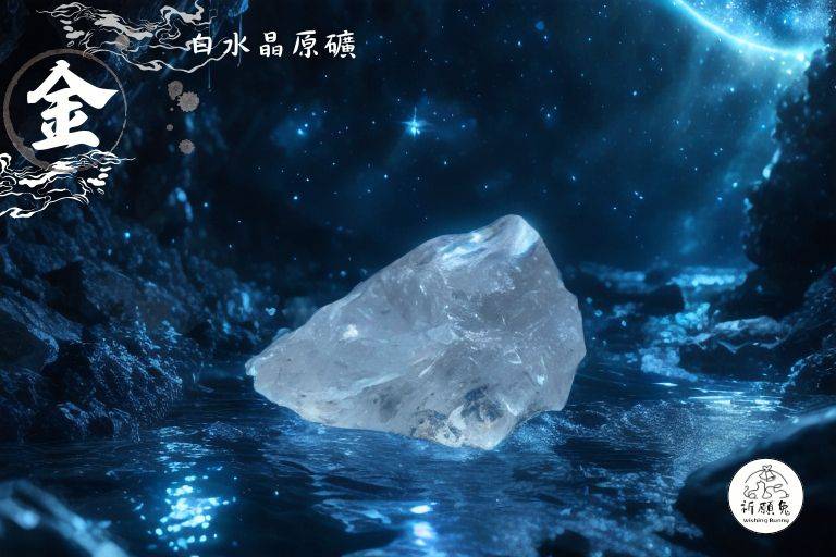 WBC0147，(金屬性水晶) 白水晶原礦，購買另贈送展示木盒