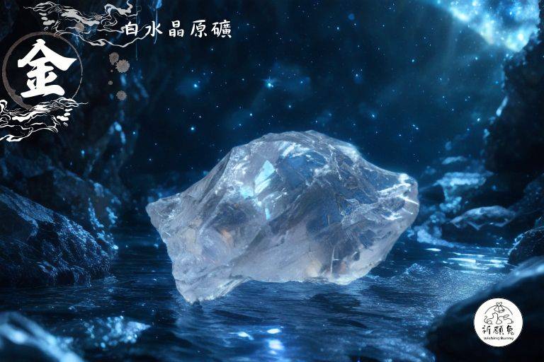 WBC0156，(金屬性水晶) 白水晶原礦，購買另贈送展示木盒