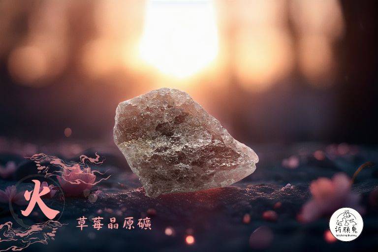 WBC0476，(火屬性水晶) 草莓晶原礦，購買另贈送展示木盒