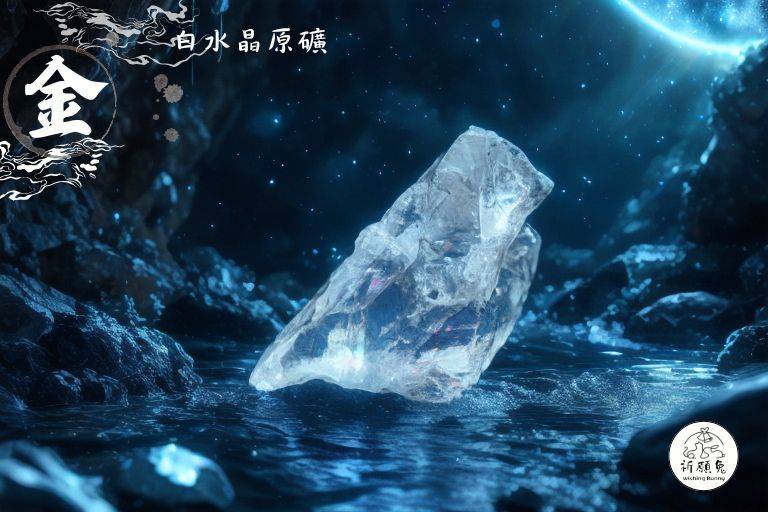 WBC0163，(金屬性水晶) 白水晶原礦，購買另贈送展示木盒