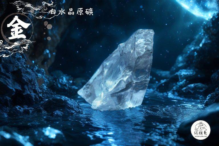 WBC0153，(金屬性水晶) 白水晶原礦，購買另贈送展示木盒