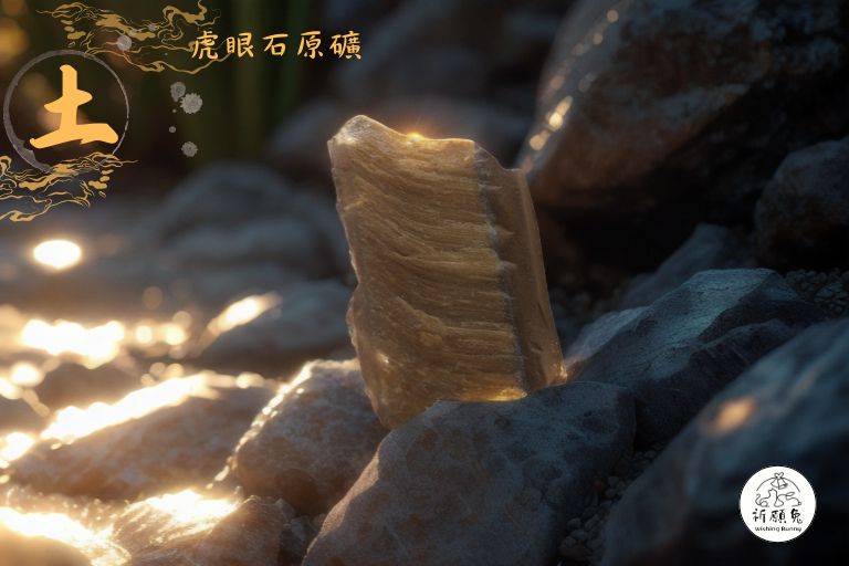 WBC0226，(土屬性水晶) 黃虎眼石原礦，購買另贈送展示木盒