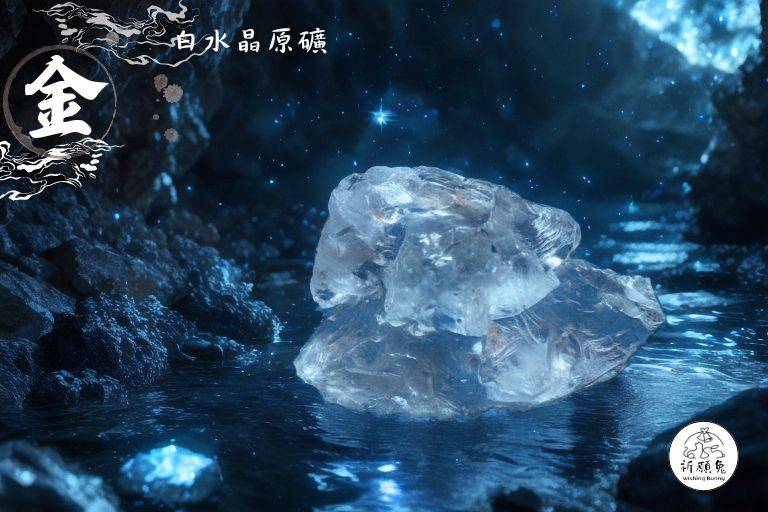 WBC0160，(金屬性水晶) 白水晶原礦，購買另贈送展示木盒