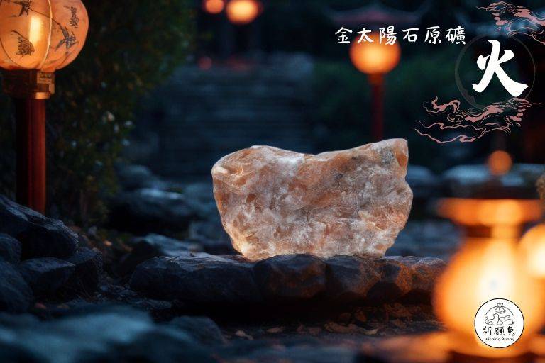 WBC0278，(火屬性水晶) 金太陽石原礦，購買另贈送展示木盒