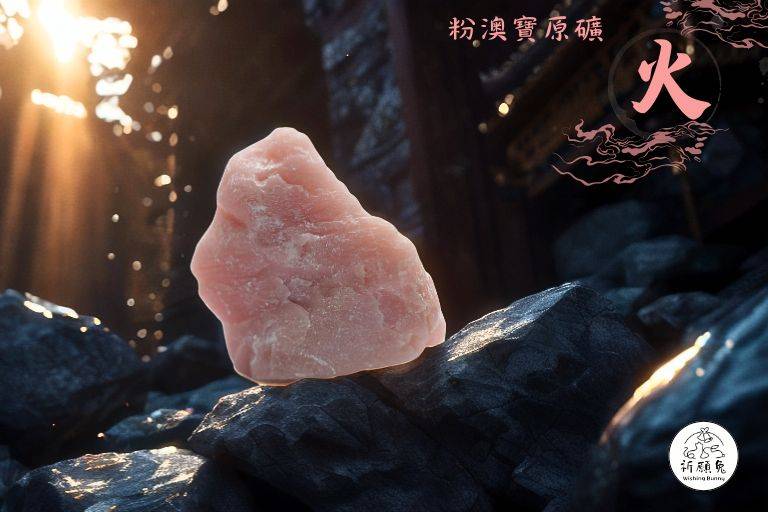 WBC0464，(火屬性水晶) 粉澳寶原礦，購買另贈送展示木盒