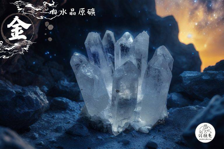 WBC0123，(金屬性水晶) 白水晶晶簇，購買另贈送展示木盒