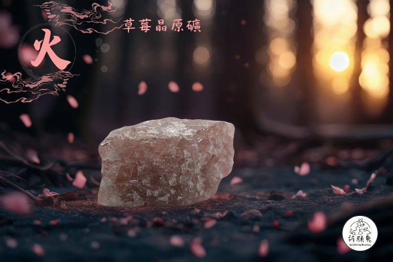 WBC0478，(火屬性水晶) 草莓晶原礦，購買另贈送展示木盒