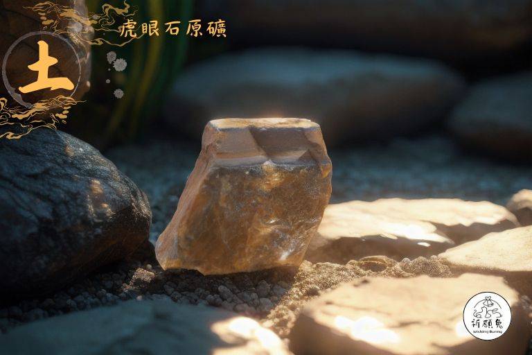 WBC0229，(土屬性水晶) 黃虎眼石原礦，購買另贈送展示木盒