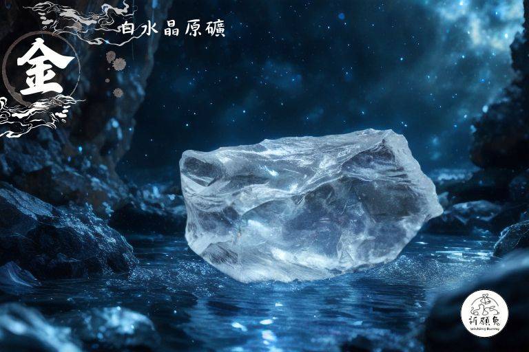 WBC0154，(金屬性水晶) 白水晶原礦，購買另贈送展示木盒