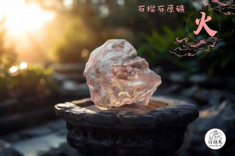 WBC0206，(火屬性水晶) 石榴石原礦，購買另贈送展示木盒